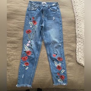 Mango embroidered jeans- size 4